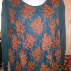 LOGO Lavish by Lori Goldstein 2X Deep Teal Tunic